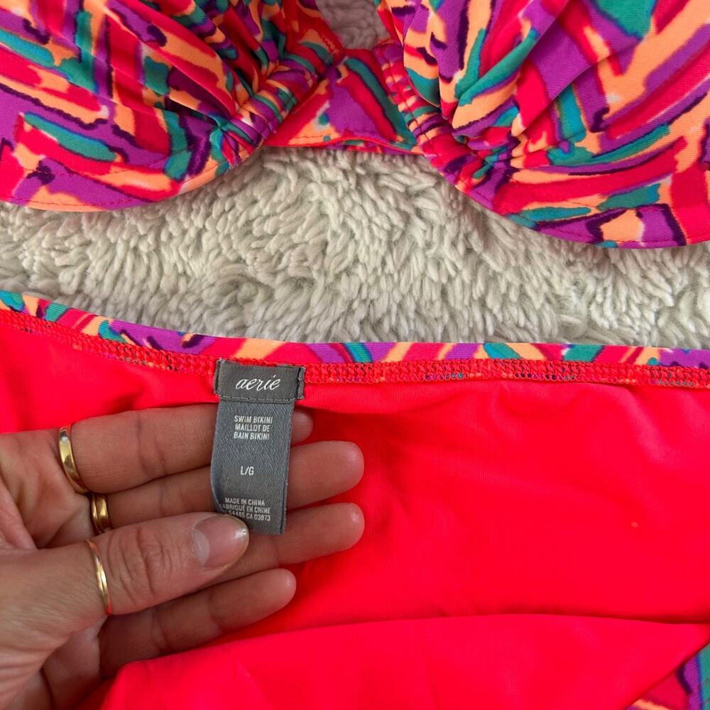Aerie Womens Bikini Set Multi Color Swim Beach Sz 36C/L Resort Summer Fun Lake - Picture 4 of 6